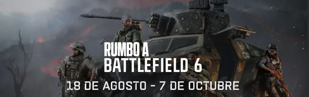 Vehículo de guerra militar en Battlefield 6 con soldados armados en un escenario de combate intenso.