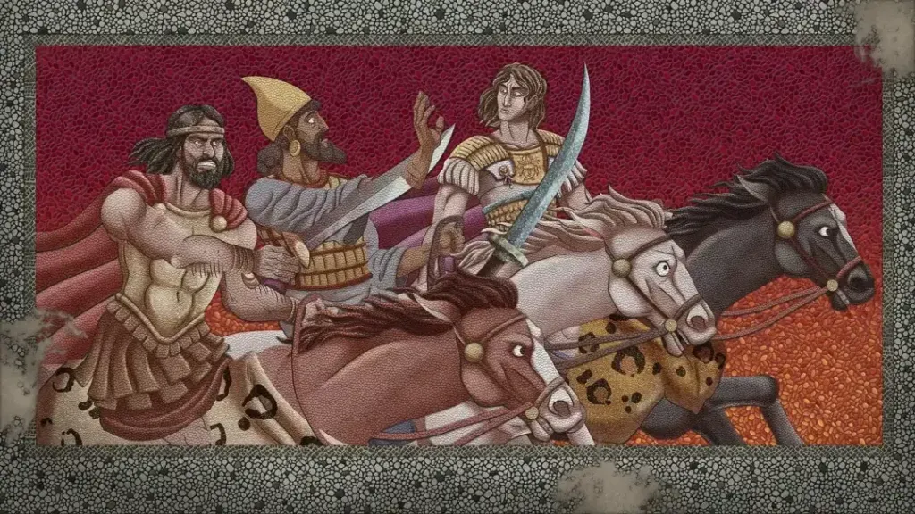 Mapa y arte en mosaico de la campaña Alexander the Great en Age of Empires II Chronicles