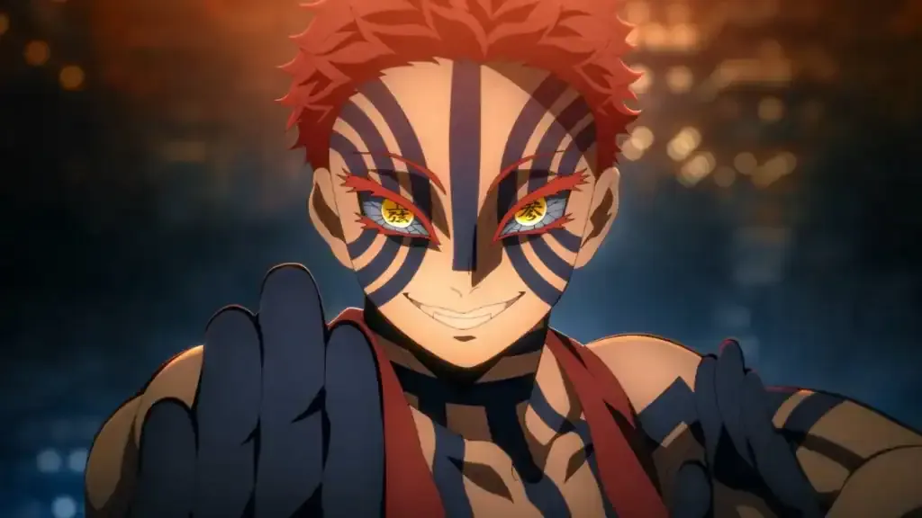 Héroe con maquillaje tribal y ojos intensos en estilo anime