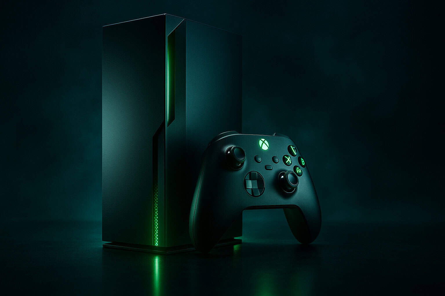 Consola Xbox junto al logo de AMD representando nueva generación