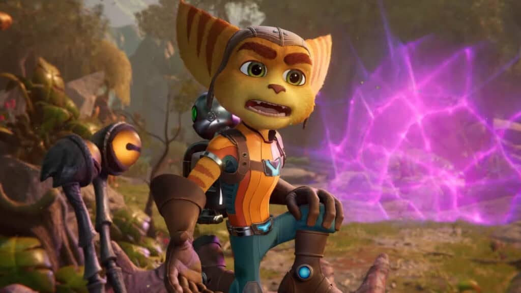 Menú principal de Ratchet & Clank Clone Home mostrando a los personajes en la versión móvil