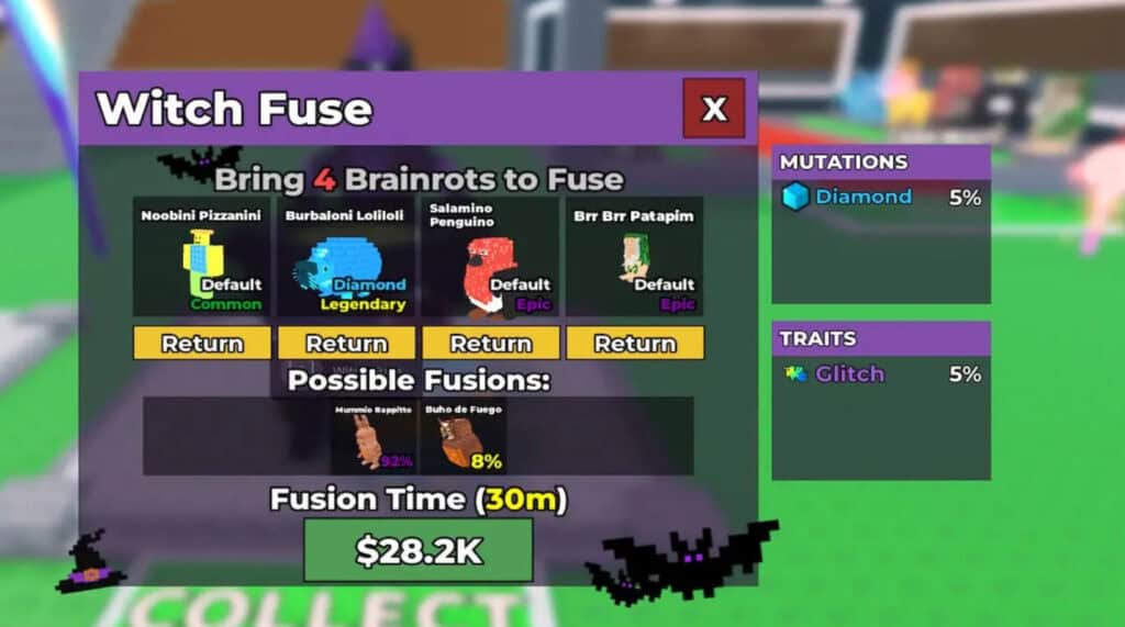 Brainrots secretos Eviledon y Los Mobilis en Steal a Brainrot Witch Fuse