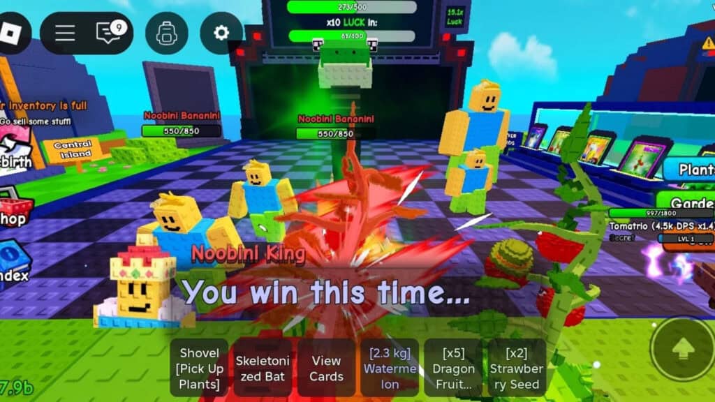 Batalla de jugadores contra brainrots en Plants vs Brainrots.