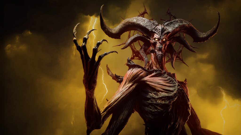 Escena del nuevo bioma Skovos en Diablo 4 Lord of Hatred, mostrando costas volcánicas y ruinas antiguas.