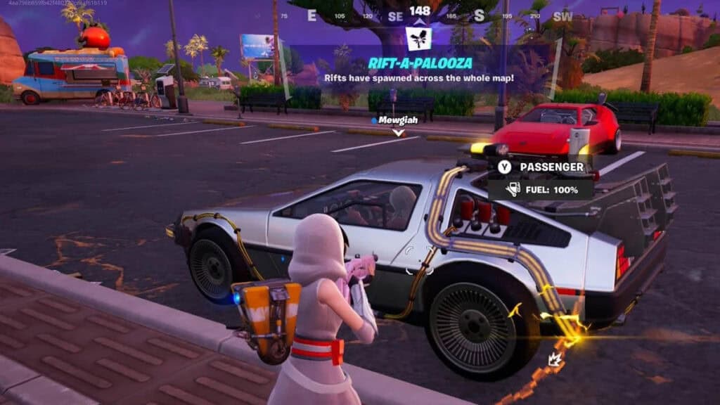 DeLorean en Fortnite Sandy Strip