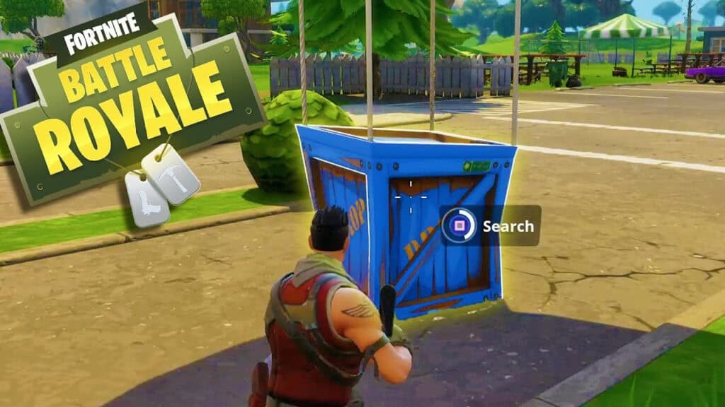 Self revive en Fortnite obteniendo el dispositivo desde un supply drop.