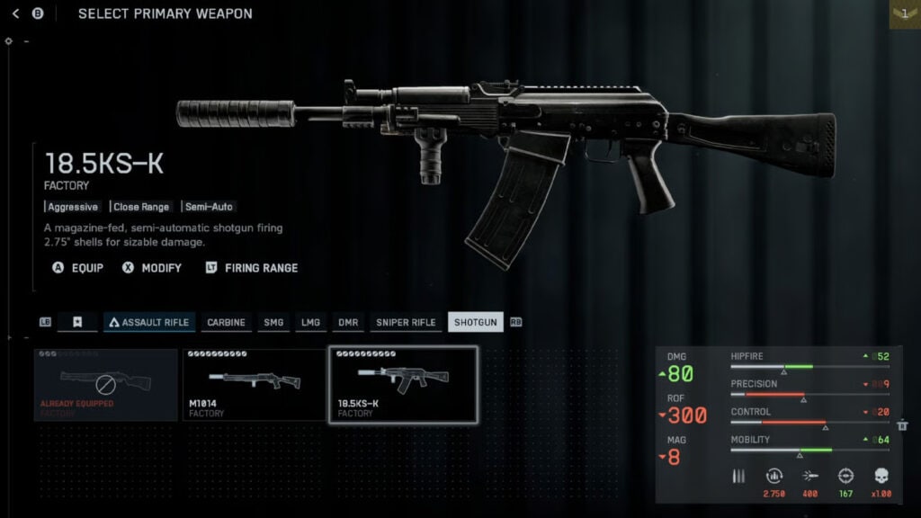 Jugador equipando la 18.5KS-K, la mejor escopeta de Battlefield REDSEC, en un pasillo