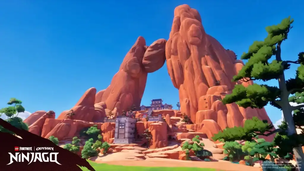Jugador recogiendo Aceite Ritual en LEGO Fortnite frente a un Altar Ritual en la actualización Ninjago.