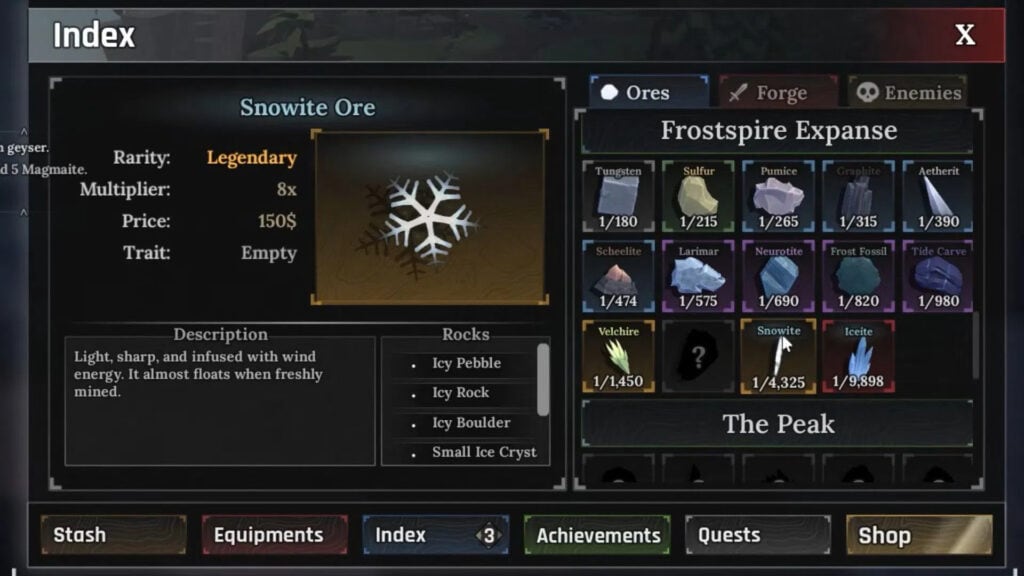 Snowite en The Forge