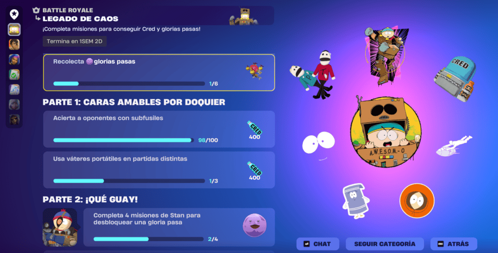 Kenny McCormick en el evento South Park de Fortnite