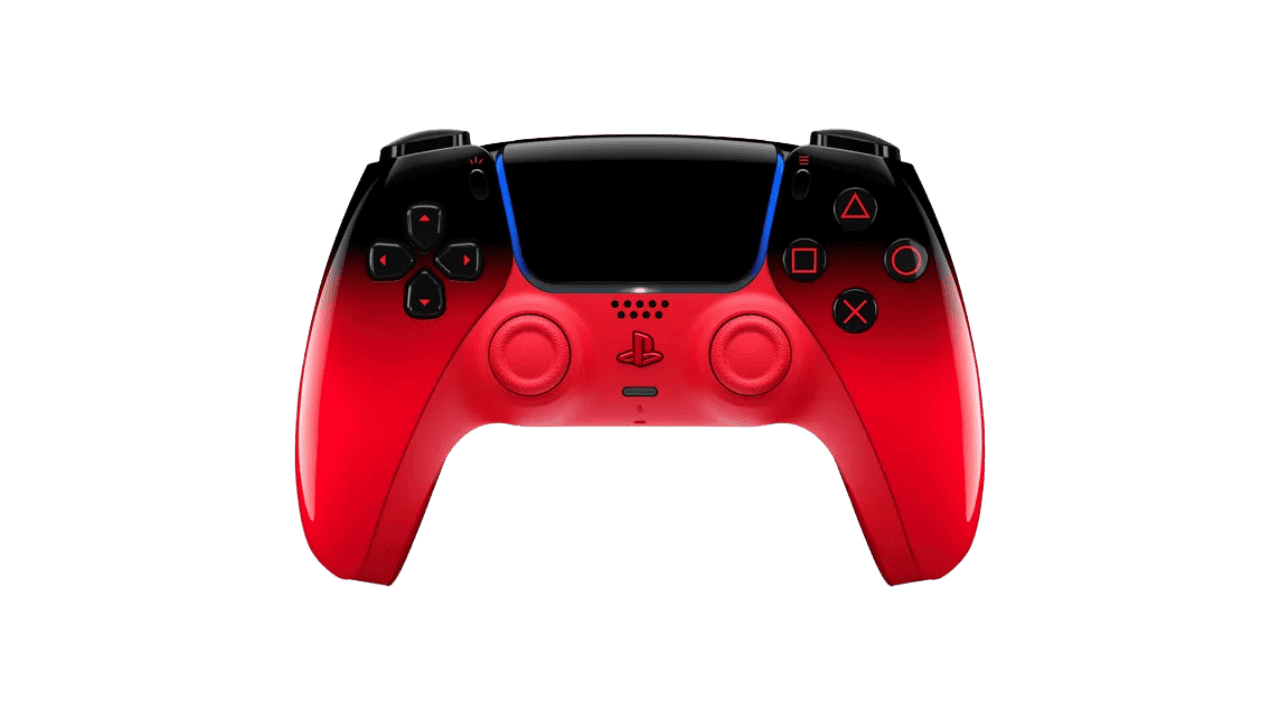 Mandos DualSense y cubiertas de consola de la Colección Hyperpop en colores rojo