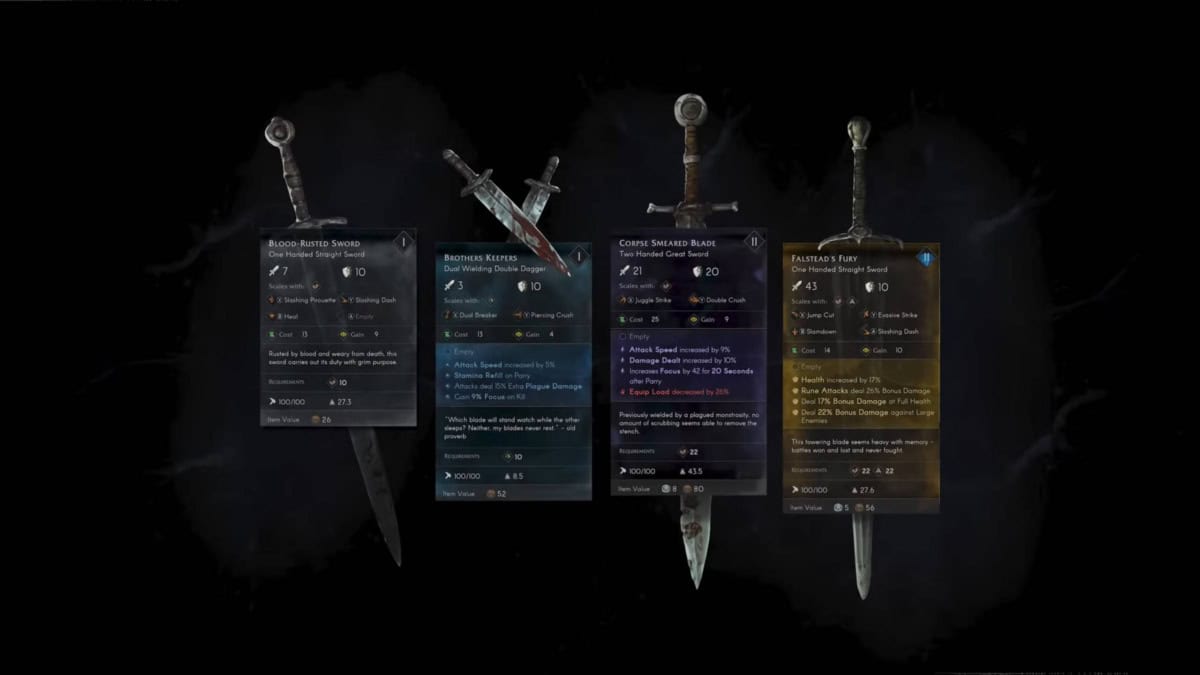 lista de armas No Rest for the Wicked