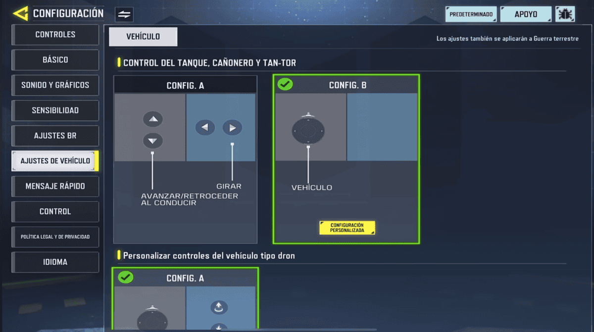 Configuraciones Call of Duty Mobile