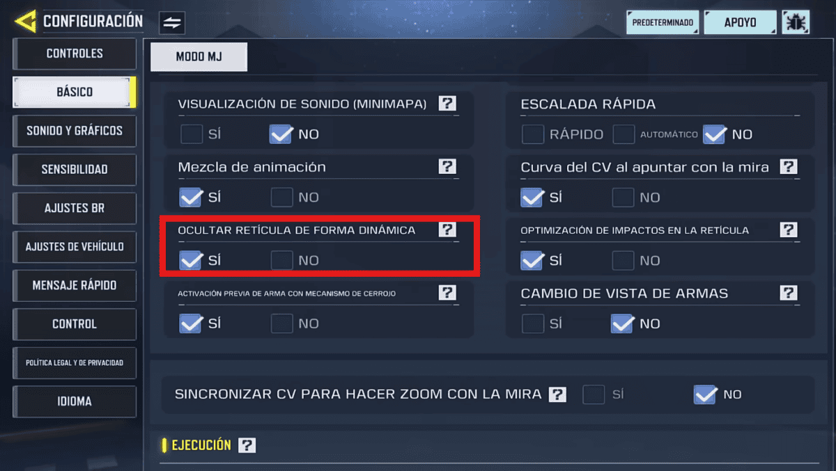 Configuraciones Call of Duty Mobile