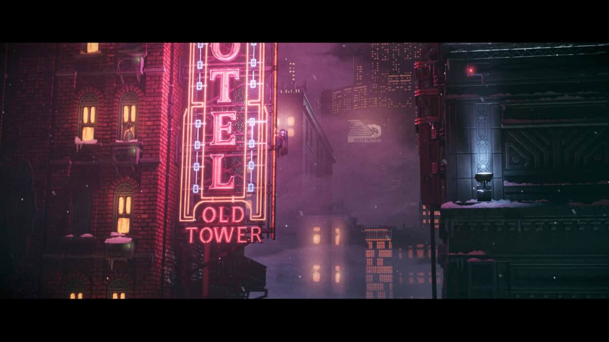 Warren explorando los entornos noir y cyberpunk de Replaced en pixel art.