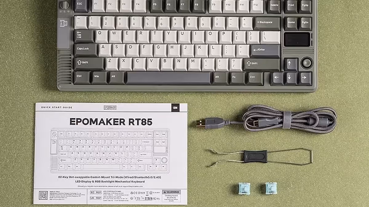 EPOMAKER RT85 Wireless Mechanical Keyboard — Joystick integrado y pantalla para control total