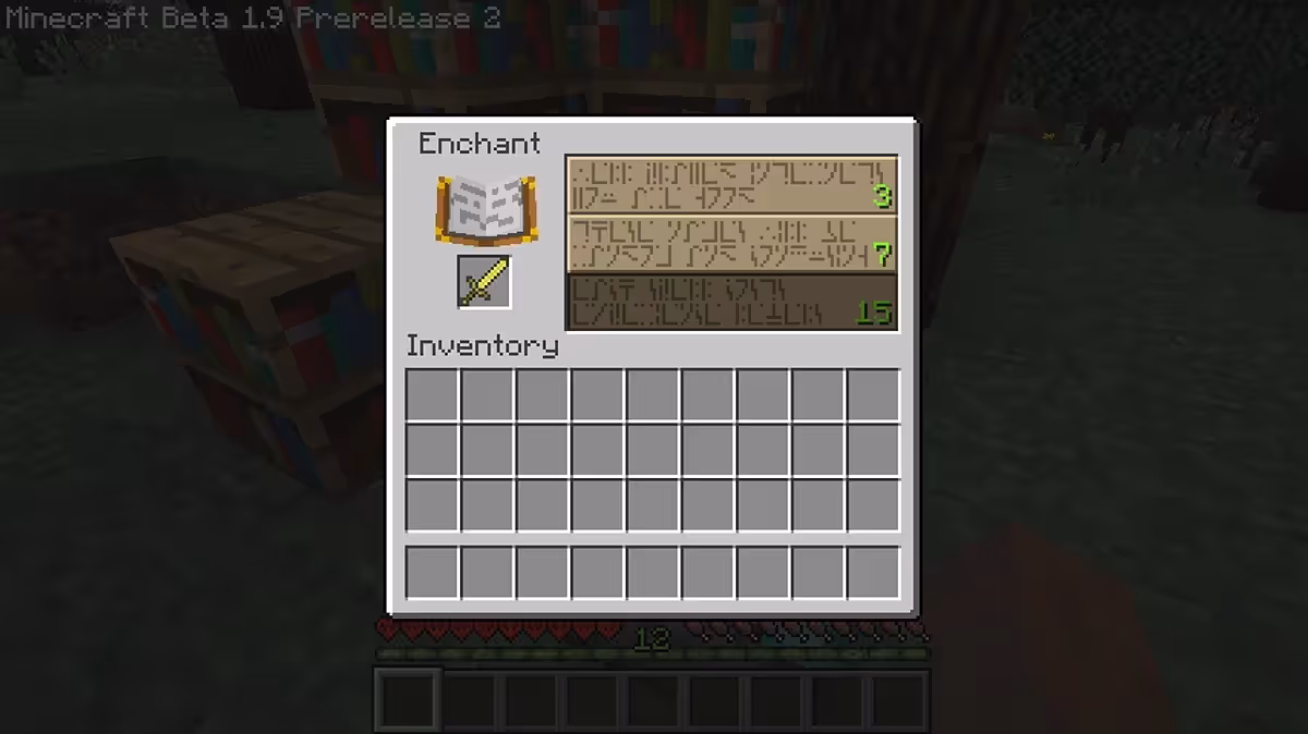 Enchanting table interface