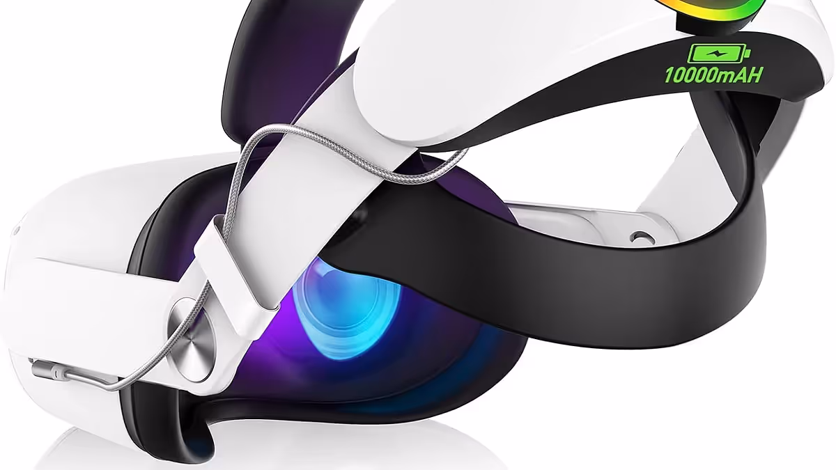 Foscomax RGB VR Head Strap con bateria 10000mAh — Iluminacion gamer y horas extra de juego